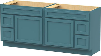 Vanity Art 72 Inch Bathroom Vanity with 2-Door 4-Drawer, Wood Bathroom Vanity Cabinet with Soft Closing Drawer, Floor Mounted Brown Cabinet Without Top VA4072-LRGN