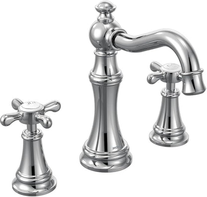 Moen TS42114NL Weymouth Two-Handle Widespread Cross Handle Bathroom Faucet Trim Kit, Valve Required, Polished Nickel