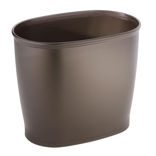 iDesign Slim Plastic Bathroom Trash Can, Bronze | Small Garbage Bin, For Bedroom, Office, Desk, Dorm