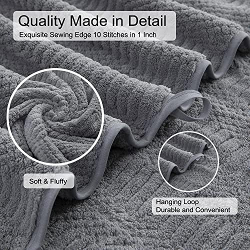 2 Piece Gray Geometric Hand Towel Set 16"x31" Soft Highly Absorbent Quick Dry Bathroom Towels Microfiber Plush Towels Set Woven Towels for Kitchen Hotel Spa Gym