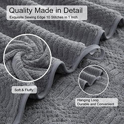 2 Piece Gray Geometric Hand Towel Set 16"x31" Soft Highly Absorbent Quick Dry Bathroom Towels Microfiber Plush Towels Set Woven Towels for Kitchen Hotel Spa Gym