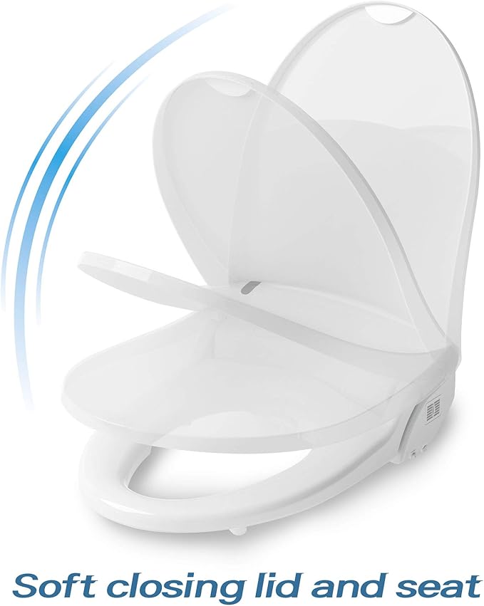 J-2 Smart Electric Bidet for Toilet Seat, Fits Elongated toilet,Warm water,Heated bidet toilet seat,Heated Dryer,Child Function,Stainless Steel Self-Cleaning Nozzle,LED Night Light