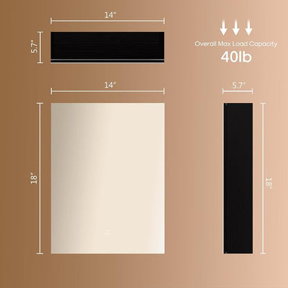 18x14 inch Bathroom Wall Cabinet, Saver Storage Cabinet, Medicine Cabinet with 1 Door and Adjustable Shelves, Black（Assembly Required）