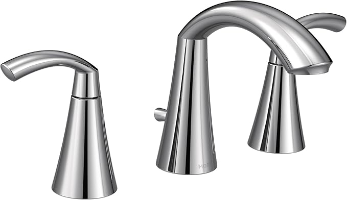 Moen Glyde Chrome Two-Handle High Arc Widespread Bathroom Sink Faucet for 3-Hole Setups with Valve Included, TV6173