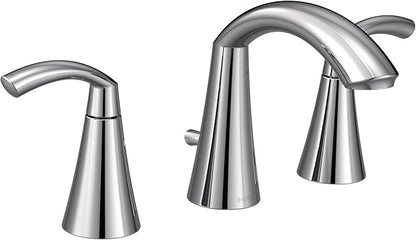Moen Glyde Chrome Two-Handle High Arc Widespread Bathroom Sink Faucet for 3-Hole Setups with Valve Included, TV6173