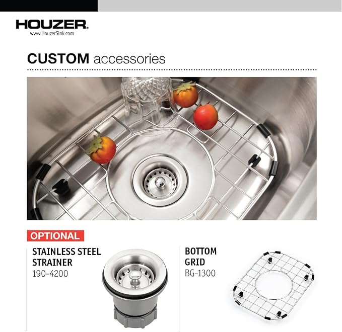 Houzer Hospitality Stainless Steel Bar & Prep Sink: 15 Inch Drop-In Topmount 2-Hole Sink for Bar & Kitchen, Durable & Versatile, Essential for Home & Apartment: 1515-6BS-C
