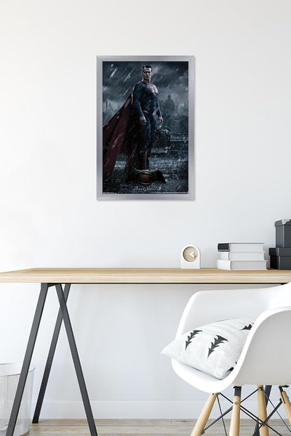 Trends International DC Comics Movie - Batman v Superman - Superman Wall Poster, 14.725" x 22.375", Silver Framed Version
