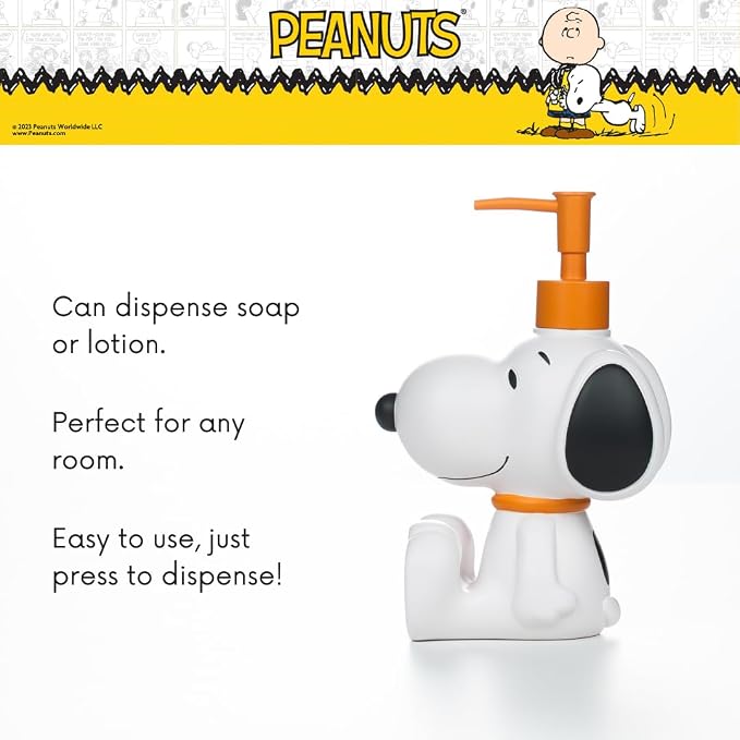 Peanuts Snoopy Soap/Lotion/Hand Sanitizer Resin Pump Dispenser, 12.70 Ounces, (Officially Licensed Product) by Franco