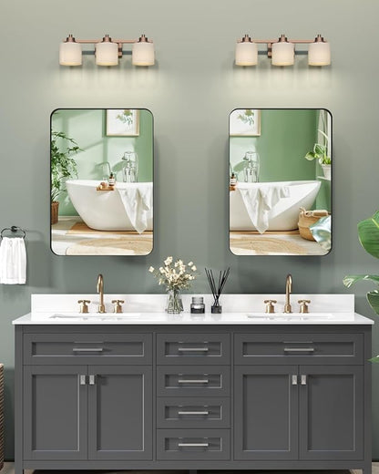 16"x24" Bathroom Medicine Cabinet with Mirror, Recessed and Surface Mount Medicine Cabinet Bathroom Mirror with Storage, Waterproof Black Metal, Stable and Removable 2 Metal Shelves, Easy Installation