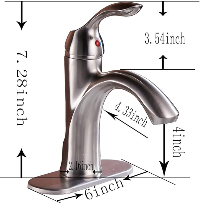 BWE Brushed Nickel Bathroom Faucet Single Handle Bathroom Sink Faucet One Hole with Pop Up Drain Assembly and Supply Lines Commercial Vanity Restroom Lavatory Mixer Tap