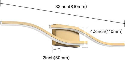 PRESDE 32 Inch LED Bathroom Vanity Light Bar, Modern Brushed Gold Wall Lighting Fixture Over Mirror Dimmable