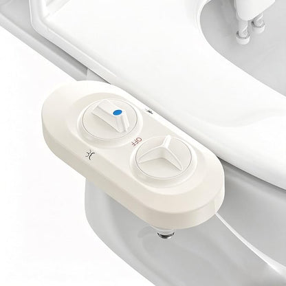 Ultra-Slim Bidet Attachment for Toilet,Retractable Dual Nozzles(Frontal & Rear Wash),Filtered | Non-Electric,Adjustable Fresh Cold Water Pressure, Stainless Steel Inlet(white)