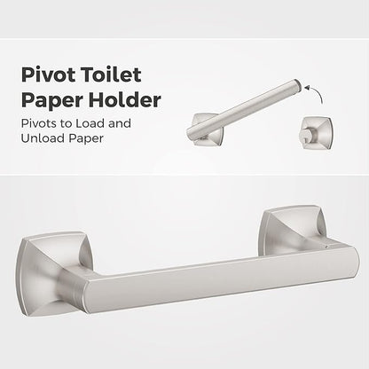 Pfister Vaneri 3-Piece Bathroom Hardware Set with Towel Bar, Towel Ring, and Toilet Paper Holder, Wall-Mounted, Spot Defense Brushed Nickel Finish, BTBVRI3GS
