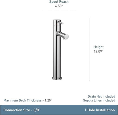Moen 6192BG Align One-Handle Single Hole Modern Vessel Sink Bathroom Faucet, Brushed Gold