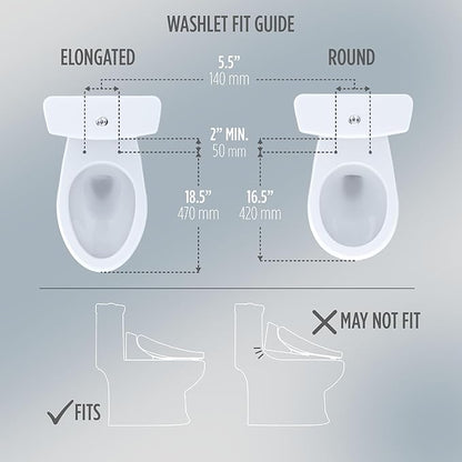TOTO® WASHLET®+ S7 Electronic Bidet Toilet Seat with EWATER+® Bowl and Wand Cleaning and Classic Lid, Elongated, Cotton White - SW4724AT40#01