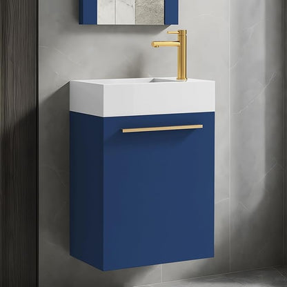 Blossom 18 Inch Navy Blue Small Bathroom Vanity with Sink, Narrow Bathroom Vanity