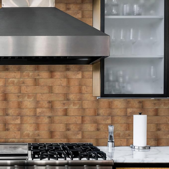 80-Piece Retro Copper Thick PVC Peel and Stick Backsplash, 2" x 8" Waterproof Subway Tile Peel and Stick Wall Tiles for Kitchen and Bathroom