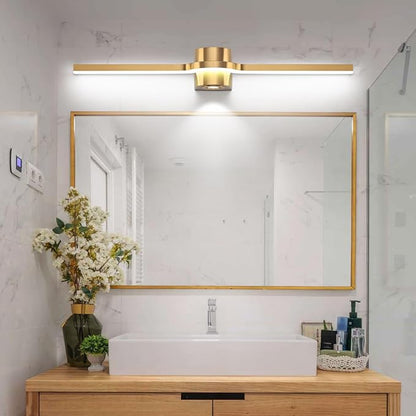 SOLFART Bathroom Light Fixtures 32 Inch Dimmable Bathroom Lights Brushed Bronze Vanity Lights for Bath LED Modern Wall Light D