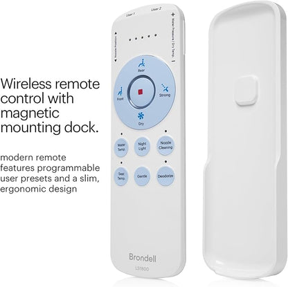 Brondell LS1800-RW Swash Electric Bidet Toilet Seat with Oscillating Stainless Steel Nozzle, Warm Air Dryer, Heated, Night Light, Gentle Close Lid, Thin Profile, Remote Control, Round