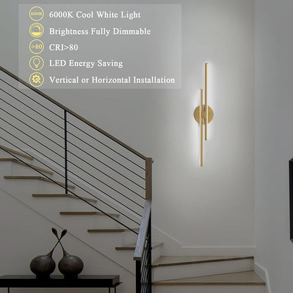 EDISLIVE Dimmable Modern LED Vanity Light Fixtures Bathroom Vanity Wall Lighting, 23.6 in Mirror Vanity Lighting Fixtures for Bathroom Bedroom Makeup Living Room, Gold