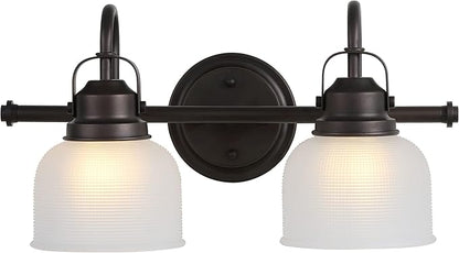 JONATHAN Y 17.25" Chrome Modern Bathroom Vanity Light, 2-Light LED Wall Sconce, Clear Glass Bell Shade for Mirror Hallway Kitchen, ETL Listed, LED Bulb Included (JYL7408A)