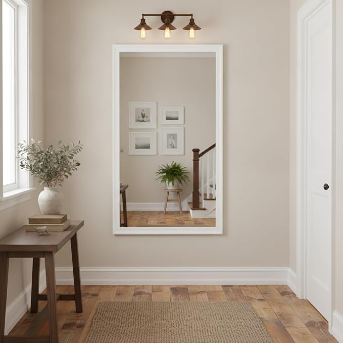 CULER White Wall Mirror for Bathroom,Rectangle 55 x 30 inch Hanging Vanity | Dressing Mirrors for Living Room,Bedroom,Entryway