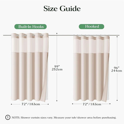 Blush Pink Hook Free Waffle Shower Curtain & Snap-in Liner,72x99 | Less Time to install, 3 in 1 Fabric Shower Curtain and Liner Set with Magnets, Extra Long, Shower Curtains for Bathroom