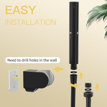 BESy Brass 2 In 1 Function Filtered Dark Black Handheld Shower Head for Hard Water Shower Wand High Pressure Showerhead Black Hand Shower Sprayer with Hose Bracket