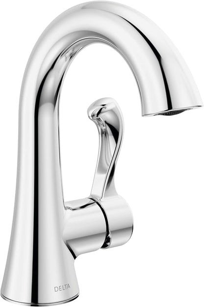 Delta Esato Chrome Bathroom Faucet 1 Hole, Single Hole Bathroom Sink Faucet for Vanity, Push-Pop Drain Assembly, Chrome 15897LF