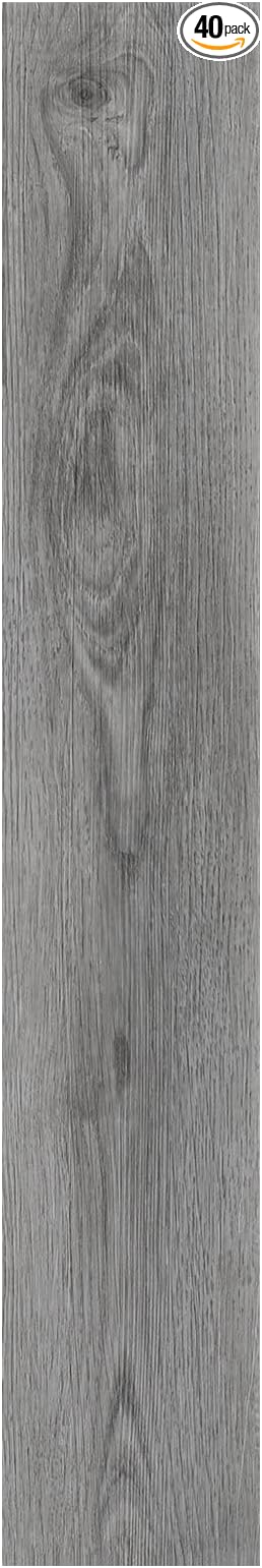 Peel and Stick Floor Tile Wood Plank Look, Self-Adheisve Vinyl Flooring | Grey, 40-Pack 60 Sq.Ft, Floor Tiles Peel and Stick Waterproof for Bathroom Kitchen RV Renter, 36x6inch