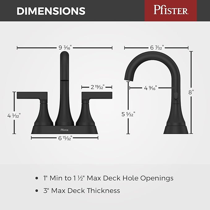 Pfister Vedra 2-Handle 4" Centerset Bathroom Faucet in Matte Black