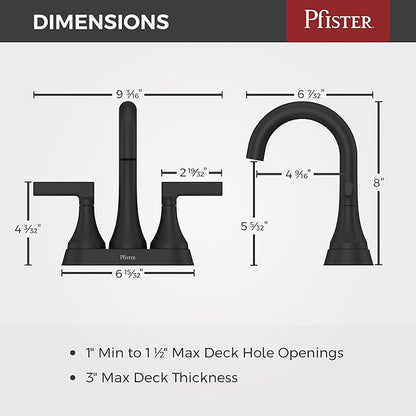 Pfister Vedra 2-Handle 4" Centerset Bathroom Faucet in Matte Black