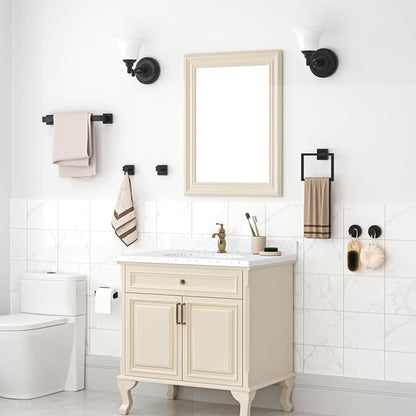 Bathroom Hardware Accessories Set: Bath Towel Bar Set, Towel Racks for Bathroom Wall Mounted, SUS304 Stainless Steel (Matte Black, 7-Pieces)