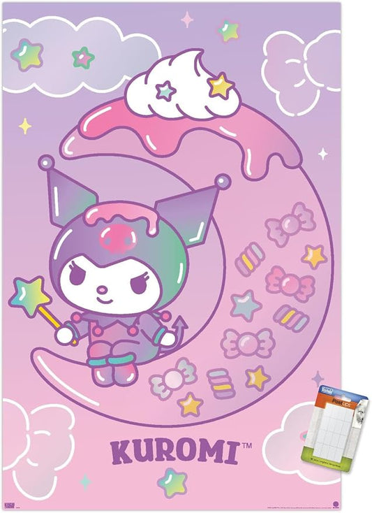 Trends International Hello Kitty and Friends: 24 Dreamland - Kuromi Wall Poster, 34L x 22.4W, Premium Poster & Mount Bundle