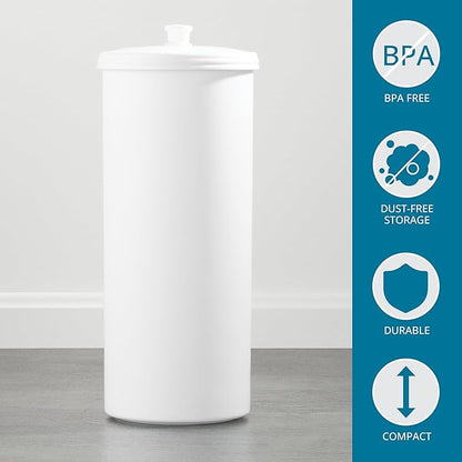iDesign Freestanding Bathroom Toilet Paper Storage Holder, 2-Pack, White | With Lid, Holds 3 Extra Rolls