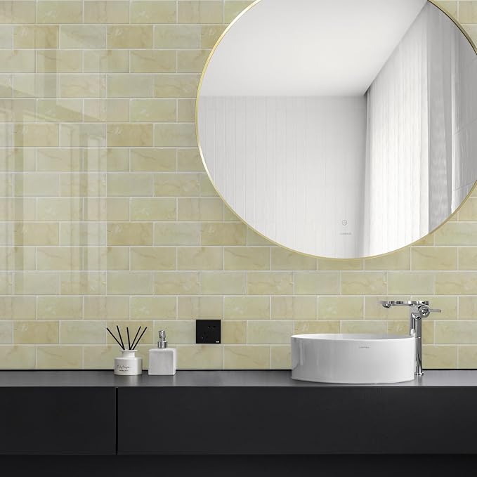STICKGOO 10-Sheet Subway Tile Peel and Stick Backsplash, Self Adhesive Vinyl Wall Tiles, Stick on Backsplash for Kitchen and Bathroom(Thicker Design)