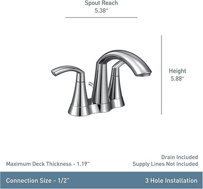 Moen Glyde Chrome Two-Handle High Arc Centerset Bathroom Faucet, 6172