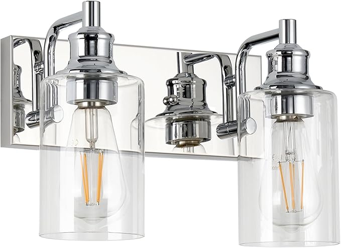 2-Light Bathroom Light Fixtures Modern Chrome Vanity Lights for Bathroom Lighting Fixtures Over Mirror for Cabinet Mirror Bedroom Hallway
