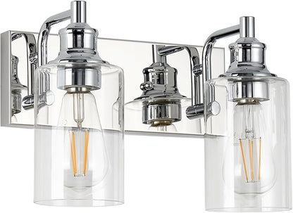 2-Light Bathroom Light Fixtures Modern Chrome Vanity Lights for Bathroom Lighting Fixtures Over Mirror for Cabinet Mirror Bedroom Hallway