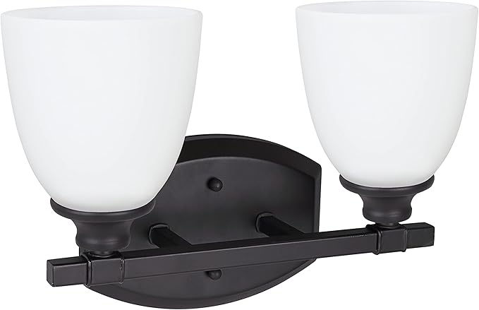 Aspen Creative 62211, Two Metal Bathroom Vanity Wall Light Fixture, 14" Wide, Transitional Design in Oil Rubbed Bronze