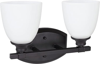 Aspen Creative 62211, Two Metal Bathroom Vanity Wall Light Fixture, 14" Wide, Transitional Design in Oil Rubbed Bronze