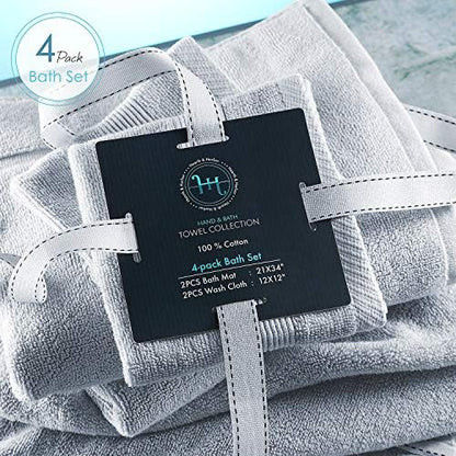 Hearth & Harbor Bath Mat Towels - 100% Ring Spun Cotton Luxury Towels - Ultra Soft & Highly Absorbent, Bathroom Towels, Floor Mat - Ice Blue