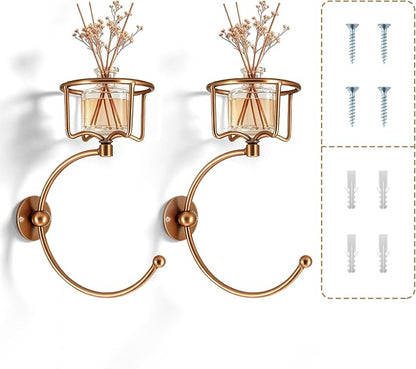 2-Pack Gold Towel & Candle Holder – Rustproof Wall Hooks Set for Bathroom Decor.