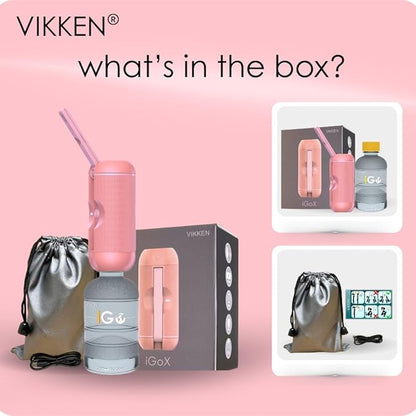 VIKKEN® Portable Travel Bidet USB-Type C Rechargeable Electric Mobile Handheld Ultra Strong Water Spray Personal Hygiene Self Care for Women & Men, iGo-X 250ml Pink