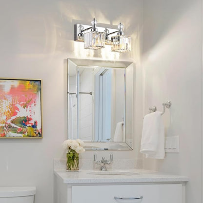 PRESDE Crystal 2 Light Bathroom Vanity Lights Chrom Bathroom Lights Fixtures Over Mirror Modern Bedroom Hallway