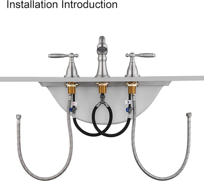 RKF Bathroom Faucets for Sink 3 Brushed Nickel 8 inch Widespread Bathroom Sink Faucet with Drain Double Lever Handle Faucet Bathroom Vanity Faucet Basin Mixer Tap WF013-BN