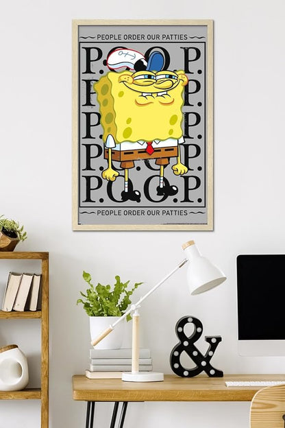 Trends International Nickelodeon Spongebob - P.O.O.P. Wall Poster, 34L x 22.4W, Blonde Framed Version