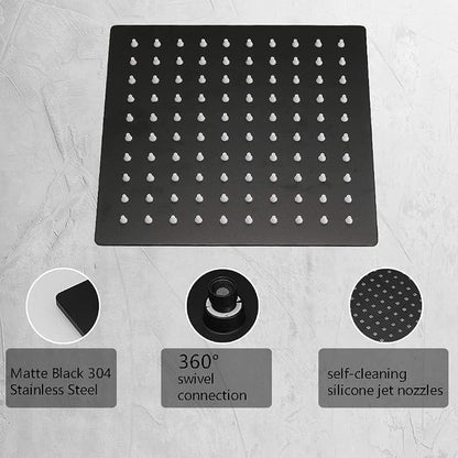 Matte Black Shower Faucet Set Bathroom Luxury Rainfall Shower System with Rain Shower Head Single Function Shower Trim Kit with Rough-in Valve