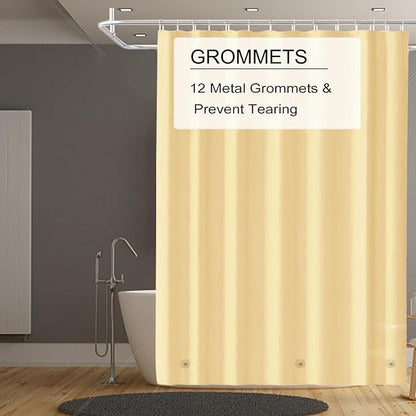 Beige Shower Curtain Liner, 4G PEVA Shower Liner, Plastic Peva Waterproof Shower Curtains, 72x72 inch with Grommet Holes 3 Magnetic Weights