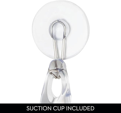 iDesign Plastic Bath Squeegee for Glass with Suction Hook Holder – 12", Clear